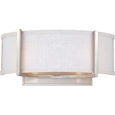 Nuvo Lighting 60/4754  Gemini - 2 Light Wall Sconce with Slate Gray Fabric Shade in Brushed Nickel Finish